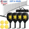 Portable Pickleball Net Set 22ft Regulation Size Net Pickle Ball Net System with 4 Pickleballs 4 Paddles Carrying Bag for Driveway Backyard