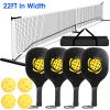 Portable Pickleball Net Set 22ft Regulation Size Net Pickle Ball Net System with 4 Pickleballs 4 Paddles Carrying Bag for Driveway Backyard