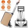 Folding Luggage Cart Foldable Hand Truck Portable Dolly Aluminum Alloy Trolley w/ 3 Height Adjustment Telescopic Handle Elastic Rope 165LBS Capacity