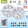 4Pcs Submersible RGB LED Lights IP68 Waterproof Underwater Color Changing Lamps Remote Control Battery Operated Floral Light For Vase Fountain Aquariu