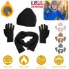 Winter Knitted Hat Scarf Gloves 3Pcs Winter Warm Beanie and Touch Screen Gloves Long Neck Scarf Set Knit Beanie Skull Cap Neck Warmer Anti-Slip Mitten