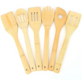 6Pcs Cooking Utensil Bamboo Wooden Spoons Spatula Kitchen Cooking Tools Nonstick Wooden Cookware Kitchen Gadgets