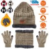 Winter Knitted Hat Scarf Gloves 3Pcs Winter Warm Beanie and Touch Screen Gloves Scarf Set Knit Beanie Skull Cap Neck Warmer Mittens for Men Women